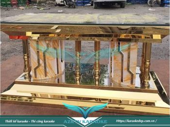 Mẫu bàn karaoke Inox BK-2215 thiết kế sáng chân bàn mặt bàn đẹp